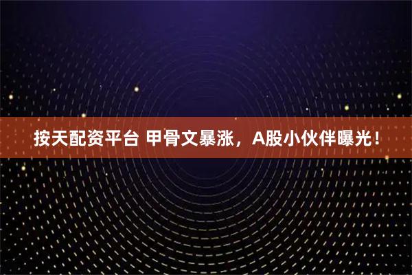 按天配资平台 甲骨文暴涨，A股小伙伴曝光！