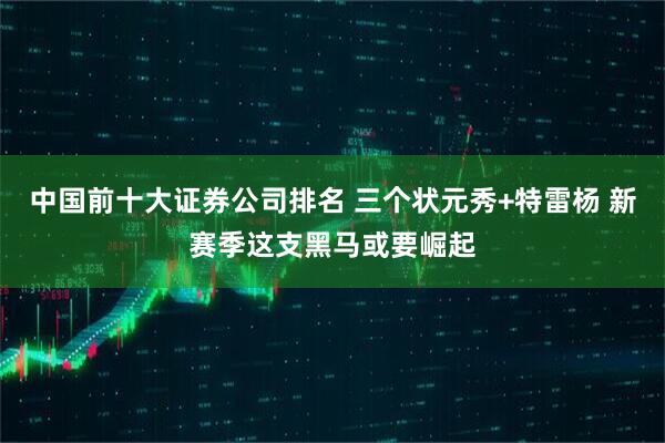 中国前十大证券公司排名 三个状元秀+特雷杨 新赛季这支黑马或要崛起